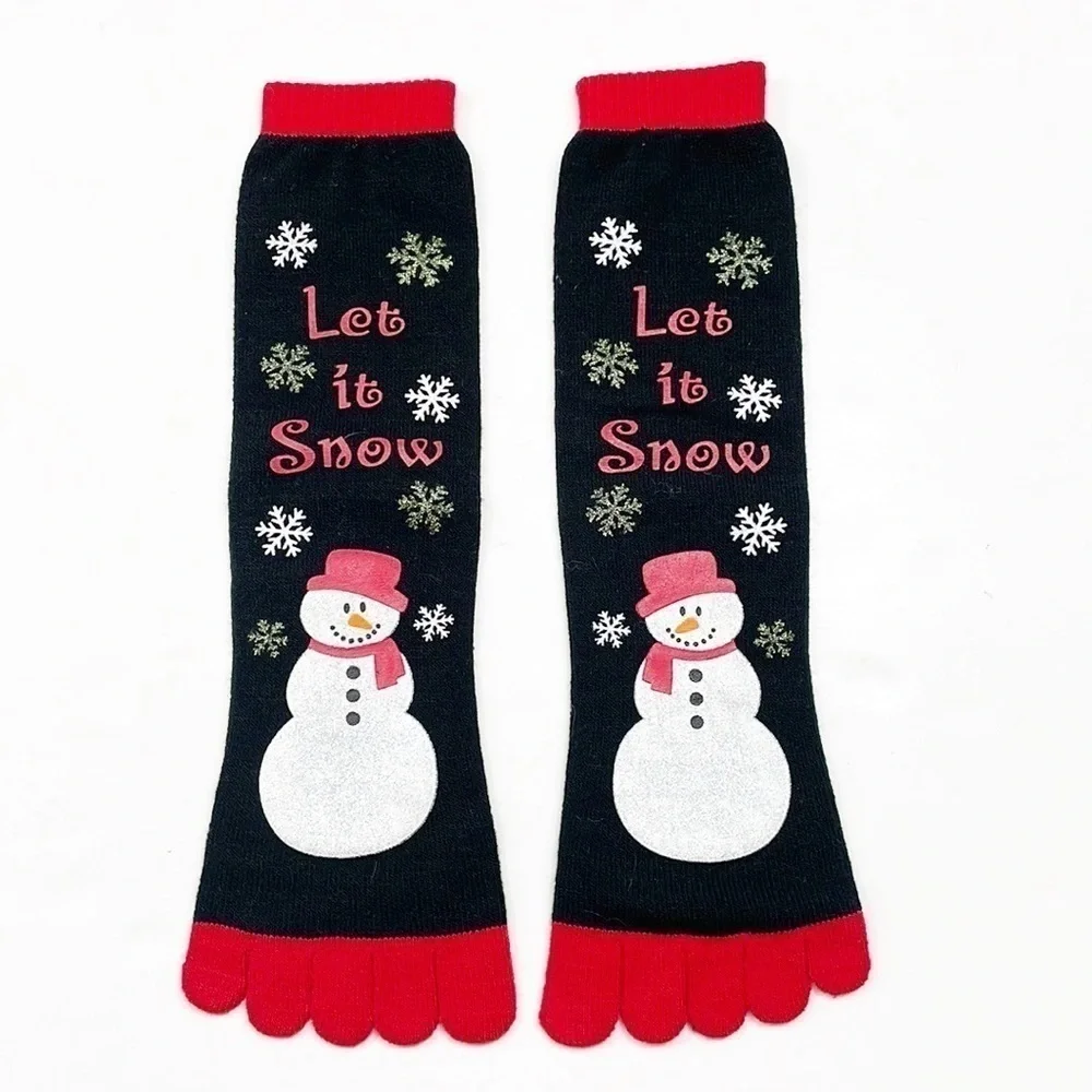 Let it Snow Winter glitter Snowman novelty socks